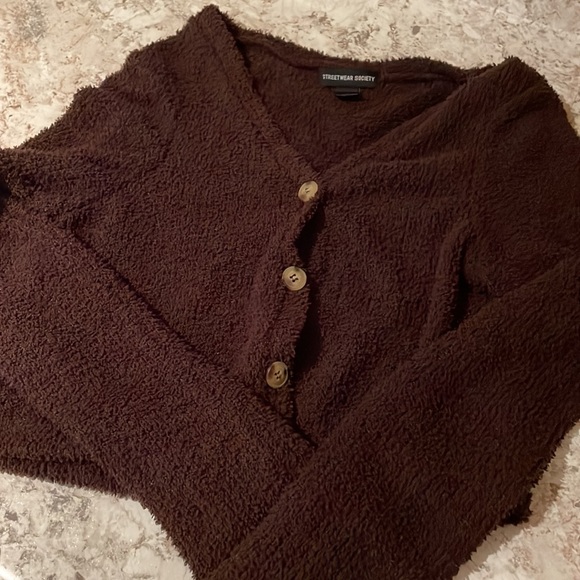 Streetwear Society Teddy Cropped Cardigan - Picture 3 of 3